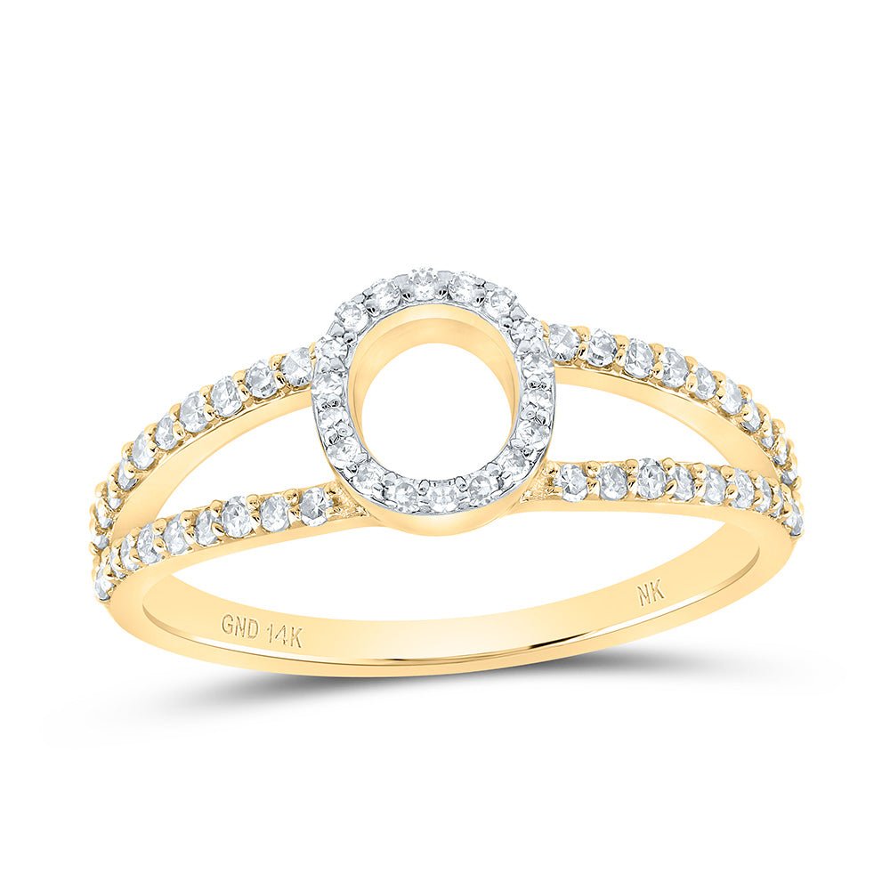 14K Yellow Gold Diamond Gift Initial "O" Women's Ring 1/4 Cttw - Splendid Jewellery