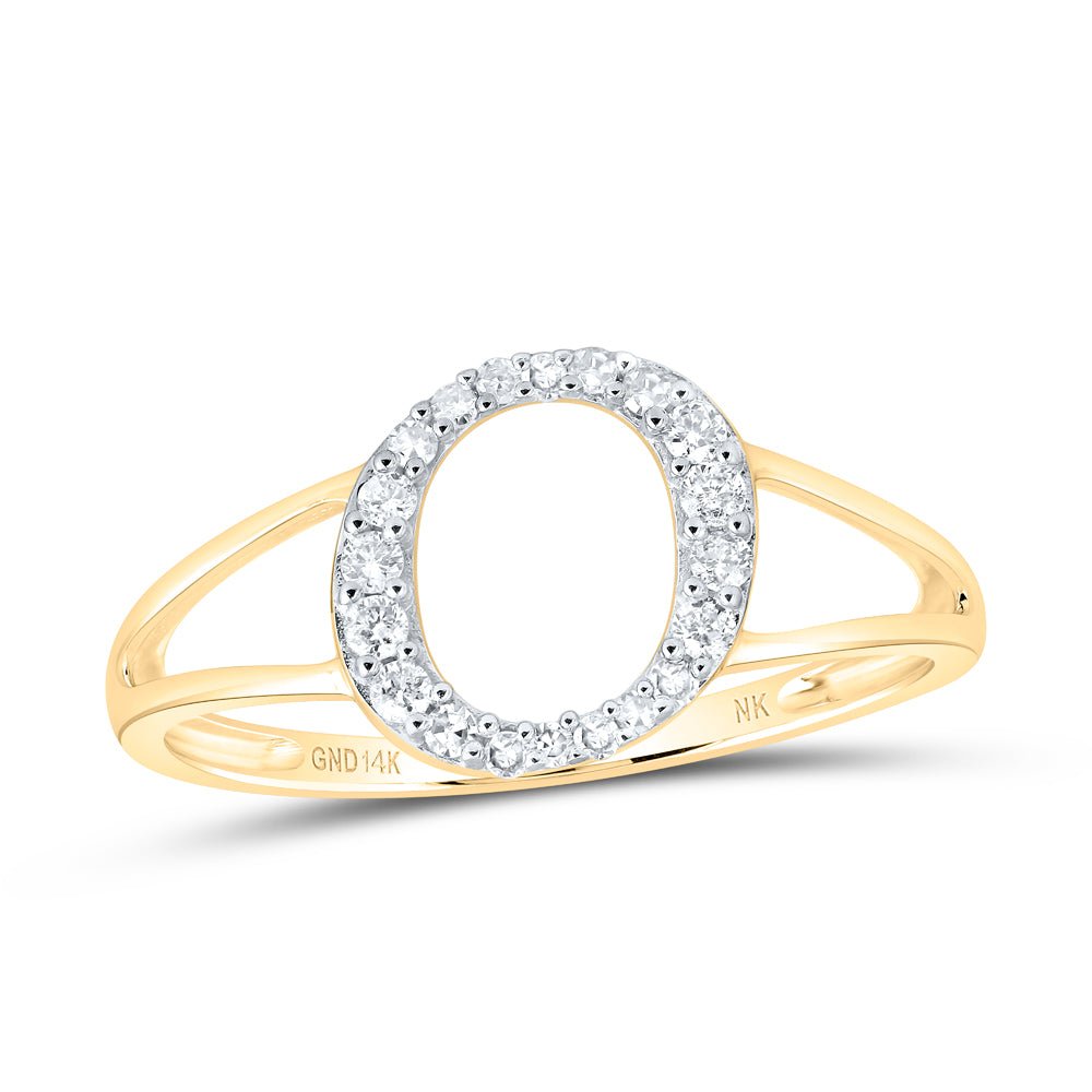 14K Yellow Gold Diamond Gift Initial "O" Women's Ring 1/6 Cttw - Splendid Jewellery