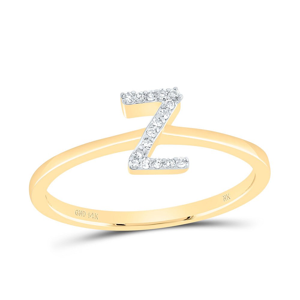 14K Yellow Gold Diamond Gift Initial "Z" Ring 1/20 Cttw - Splendid Jewellery