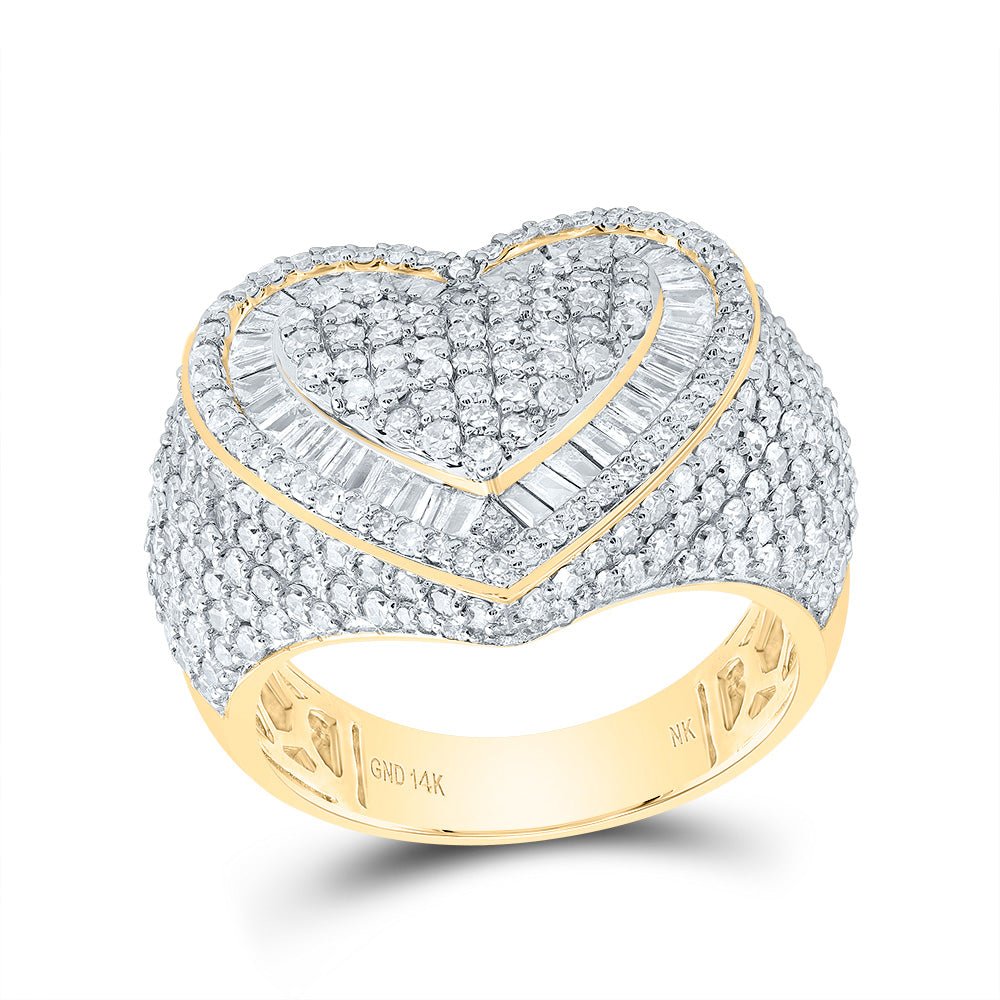 14K Yellow Gold Diamond Heart Ring 2 1/5 Cttw - Splendid Jewellery