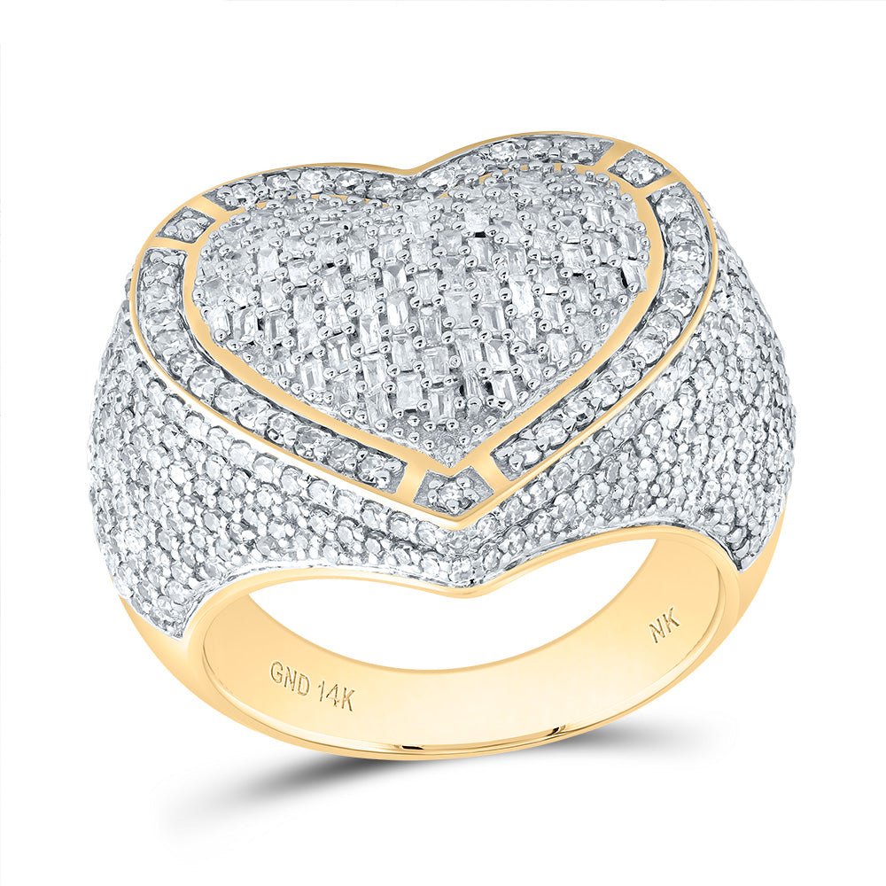 14K Yellow Gold Diamond Heart Ring 2 Cttw - Splendid Jewellery