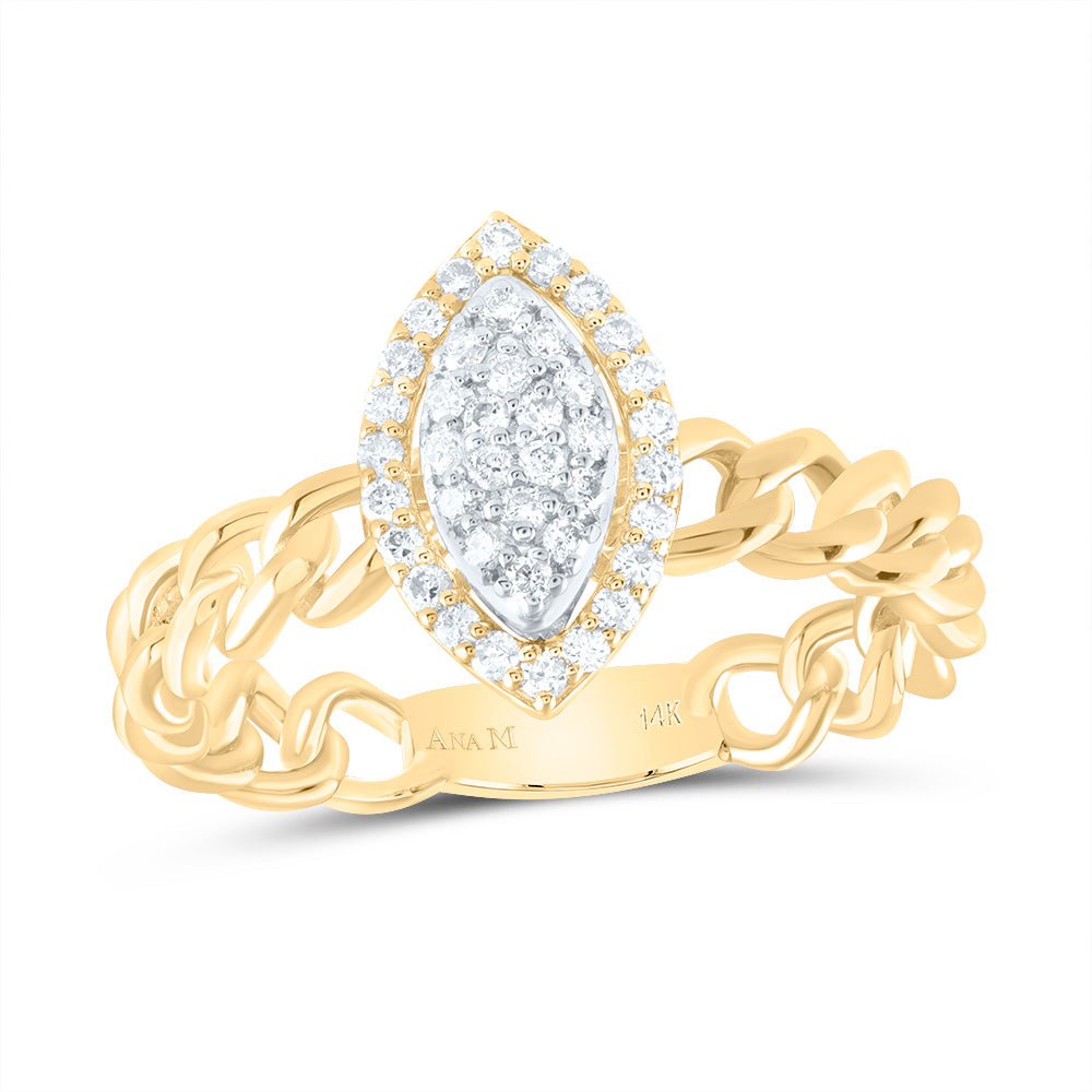 14K Yellow Gold Diamond Marquise Designer Ring 1/4 Cttw - Splendid Jewellery