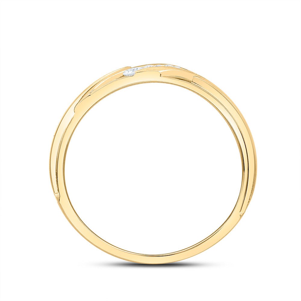 14K Yellow Gold Diamond Men's Machine Set Band 1/4 Cttw - Splendid Jewellery