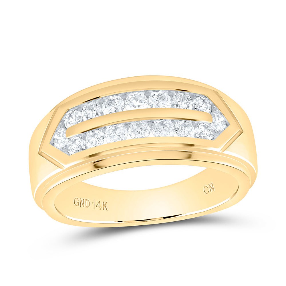 14K Yellow Gold Diamond Men's Ring 3/4 Cttw - Splendid Jewellery