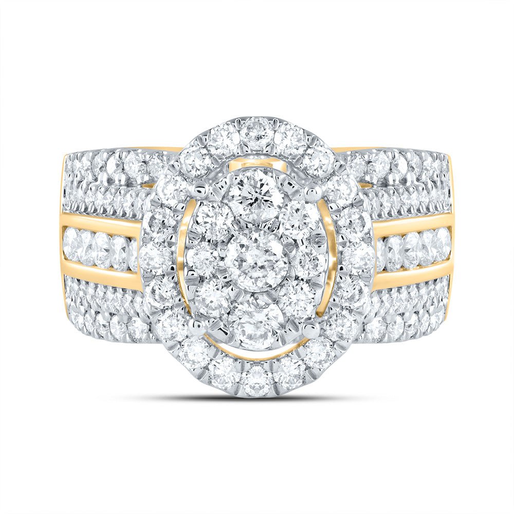 14K Yellow Gold Diamond Oval Single Halo Bridal Ring 1 3/4 Cttw - Splendid Jewellery