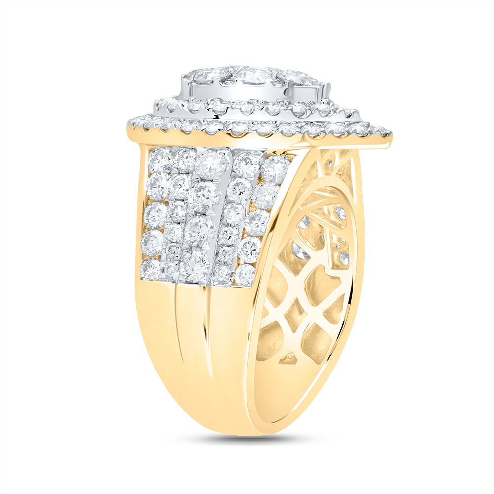 14K Yellow Gold Diamond Pear Double Halo Fashion Bridal Ring 3 Cttw - Splendid Jewellery