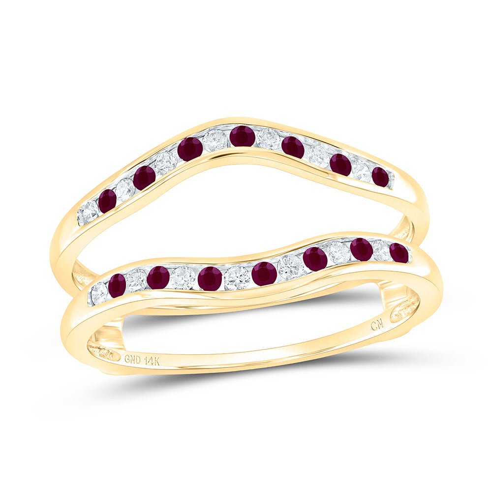 14K Yellow Gold Diamond Ruby Gemstone Enhancer 1/8 Cttw - Splendid Jewellery