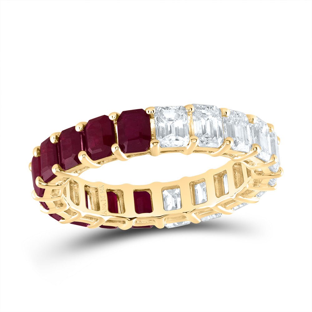 14K Yellow Gold Diamond Ruby Gemstone Ring 2 3/8 Cttw - Splendid Jewellery