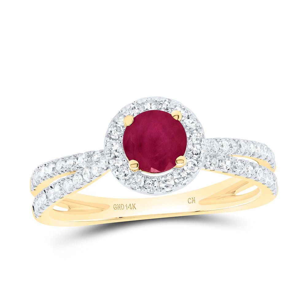 14K Yellow Gold Diamond Ruby Gemstone Ring 3/8 Cttw - Splendid Jewellery