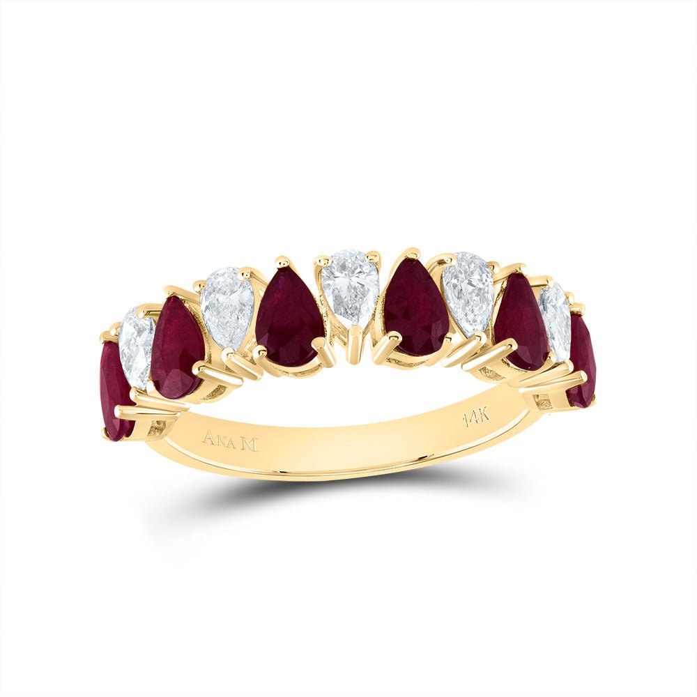 14K Yellow Gold Diamond Ruby Gemstone Ring 5/8 Cttw - Splendid Jewellery