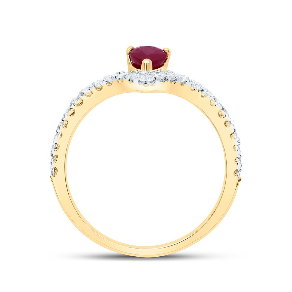 14K Yellow Gold Diamond Ruby Gemstone Women's Ring 1/3 Cttw - Splendid Jewellery