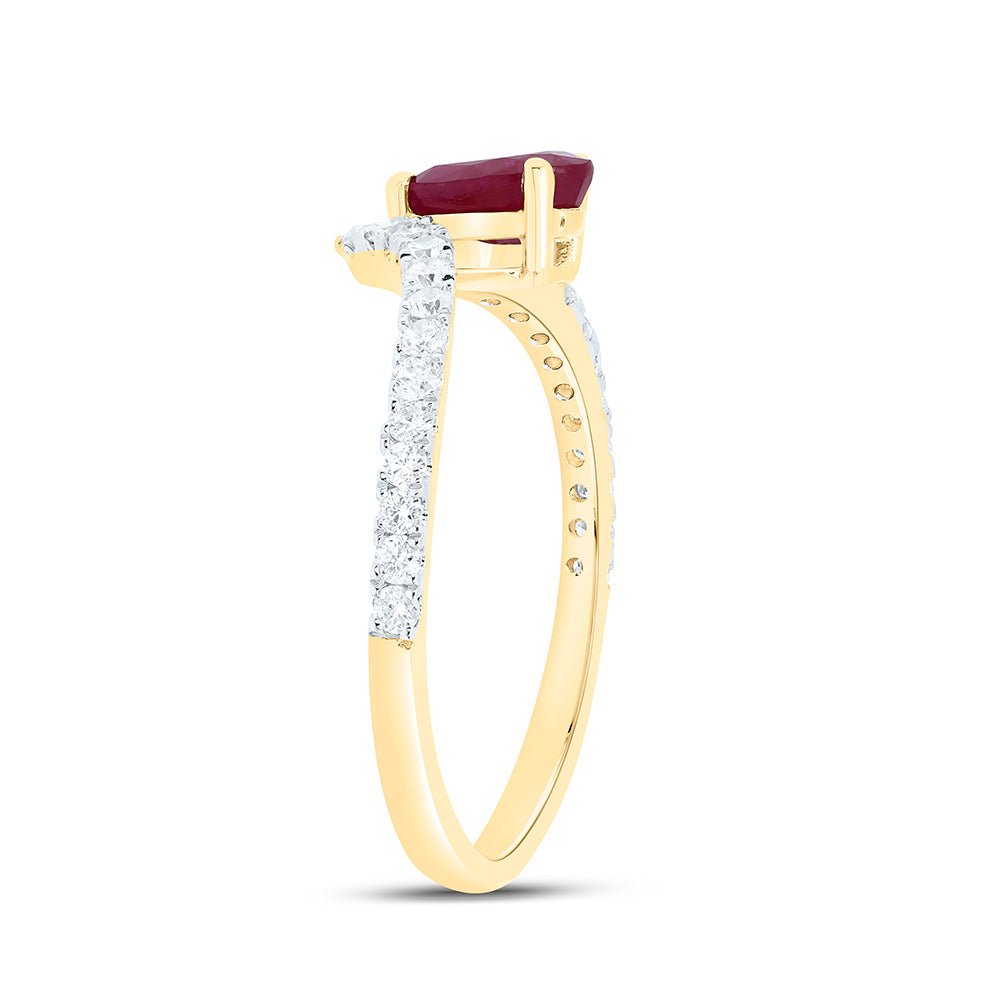14K Yellow Gold Diamond Ruby Gemstone Women's Ring 1/3 Cttw - Splendid Jewellery