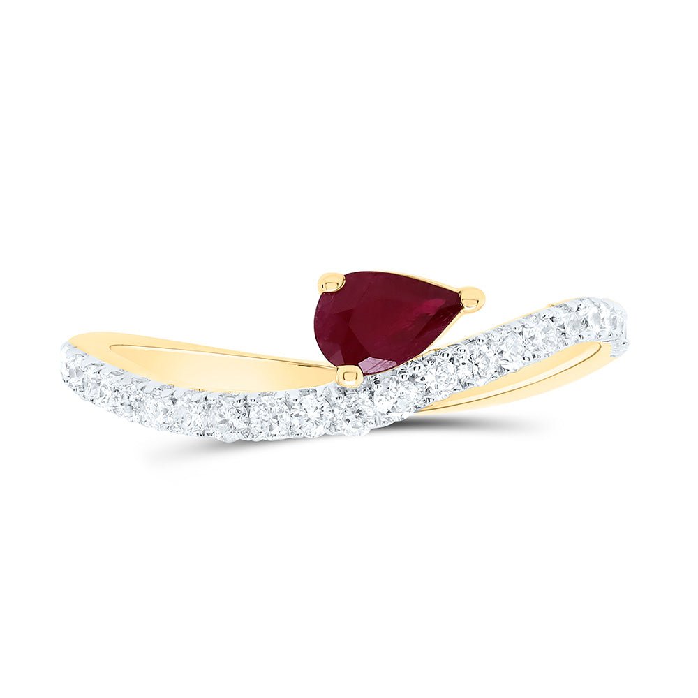 14K Yellow Gold Diamond Ruby Gemstone Women's Ring 1/3 Cttw - Splendid Jewellery