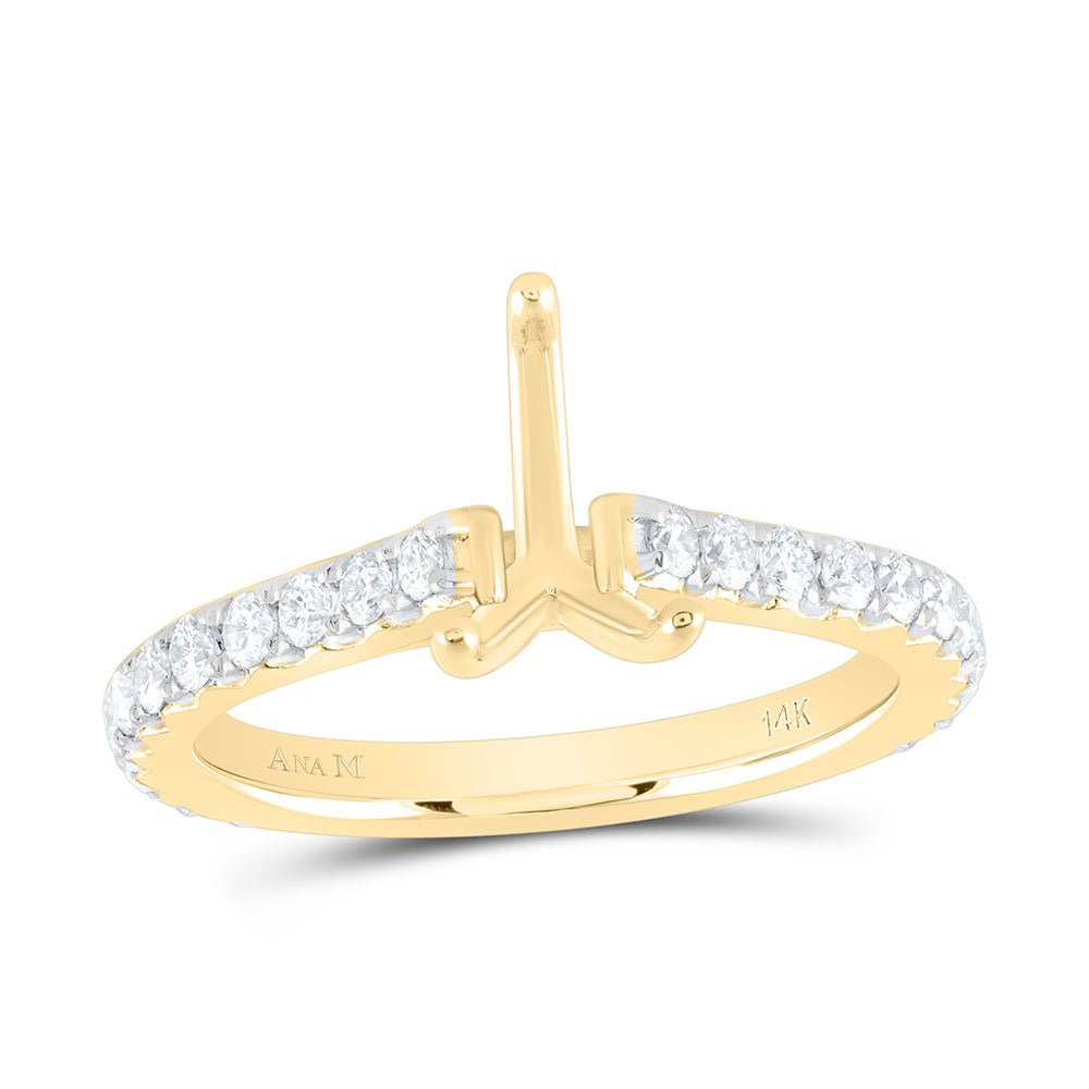 14K Yellow Gold Diamond Semi Mount Engagement Ring 5/8 Cttw - Splendid Jewellery