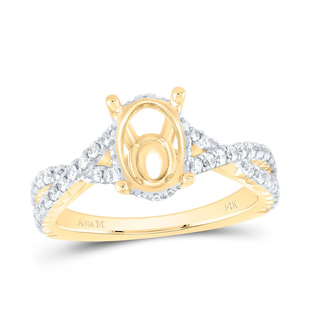 14K Yellow Gold Diamond Semi Mount Engagement Ring 5/8 Cttw - Splendid Jewellery