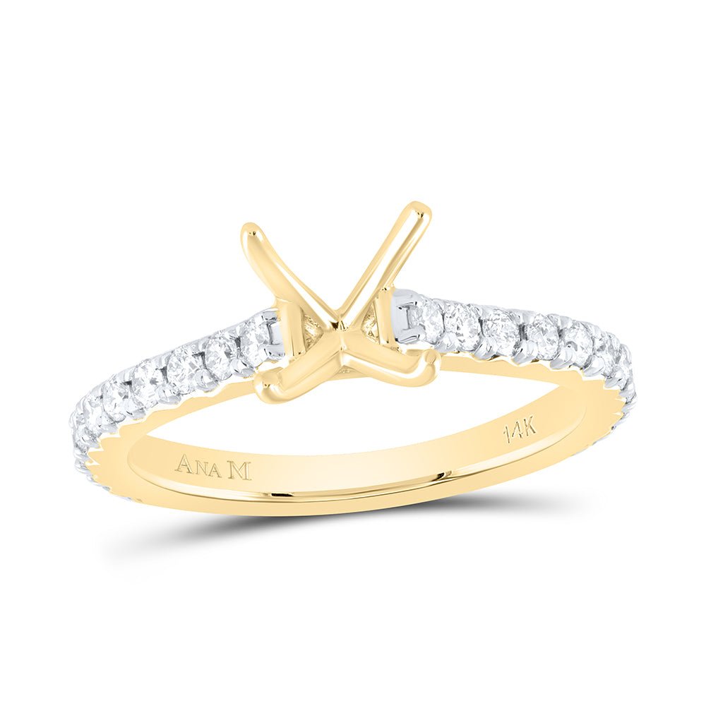 14K Yellow Gold Diamond Semi Mount Engagement Ring 5/8 Cttw - Splendid Jewellery