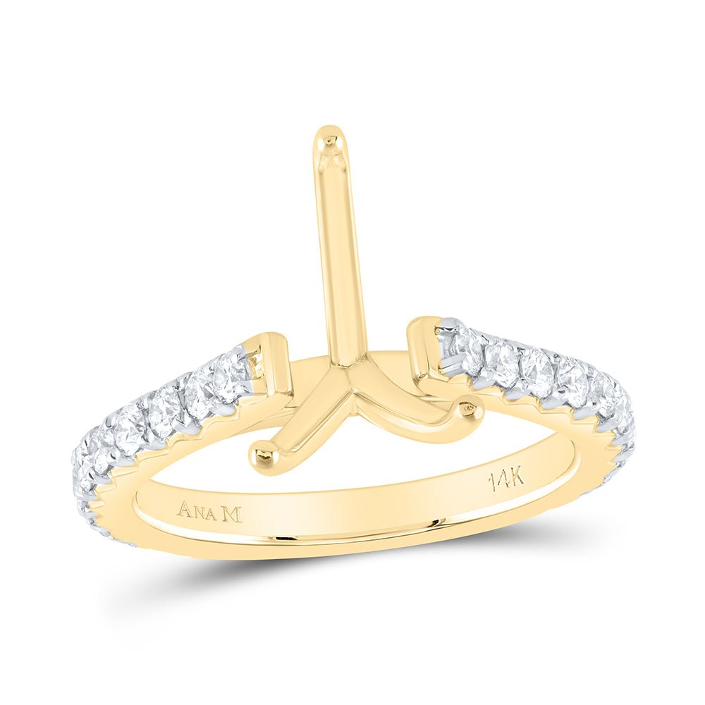 14K Yellow Gold Diamond Semi Mount Engagement Ring 5/8 Cttw - Splendid Jewellery