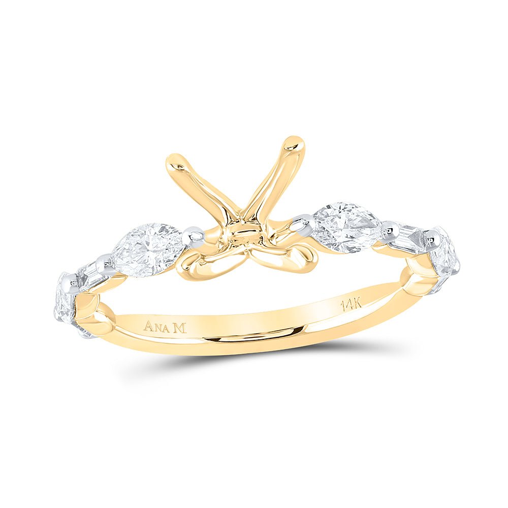 14K Yellow Gold Diamond Semi Mount Engagement Ring 7/8 Cttw - Splendid Jewellery