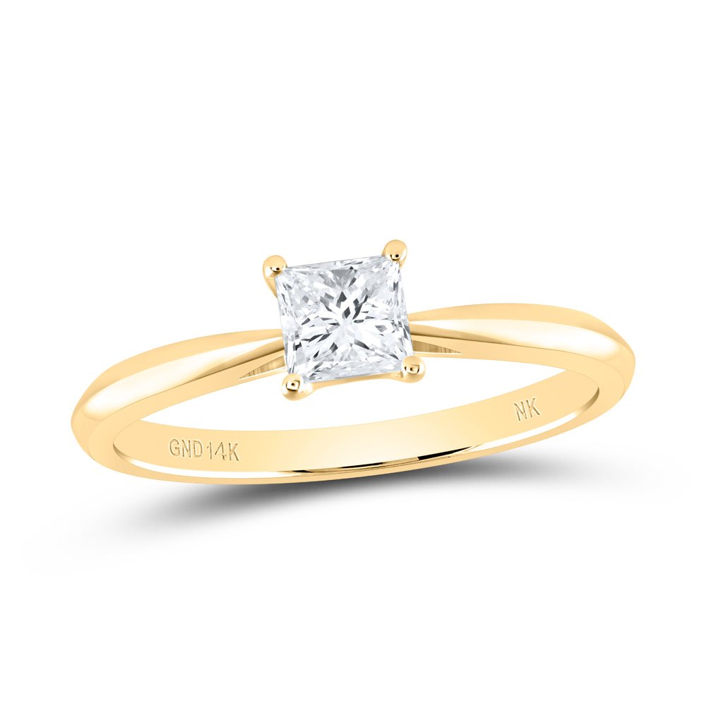 14K Yellow Gold Diamond Si Ij Princess Solitaire Ring 1 Cttw - Splendid Jewellery