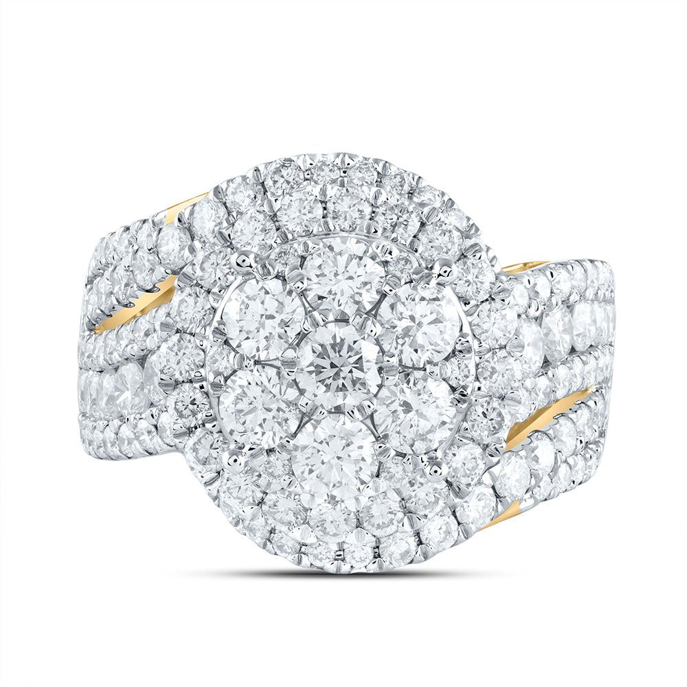 14K Yellow Gold Diamond Single Halo Fashion Bridal Ring 3 Cttw - Splendid Jewellery