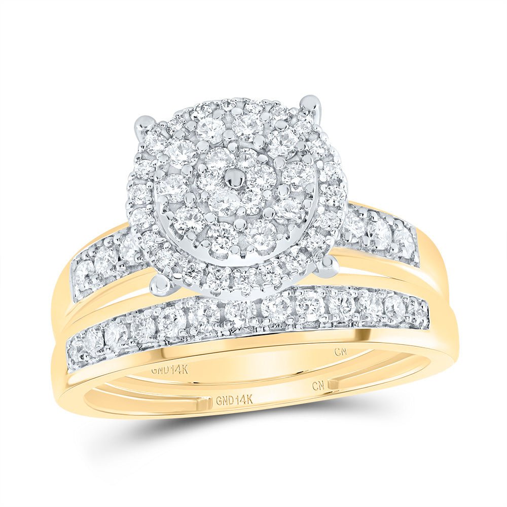 14K Yellow Gold Diamond Trio Ring Set 1 Cttw - Splendid Jewellery