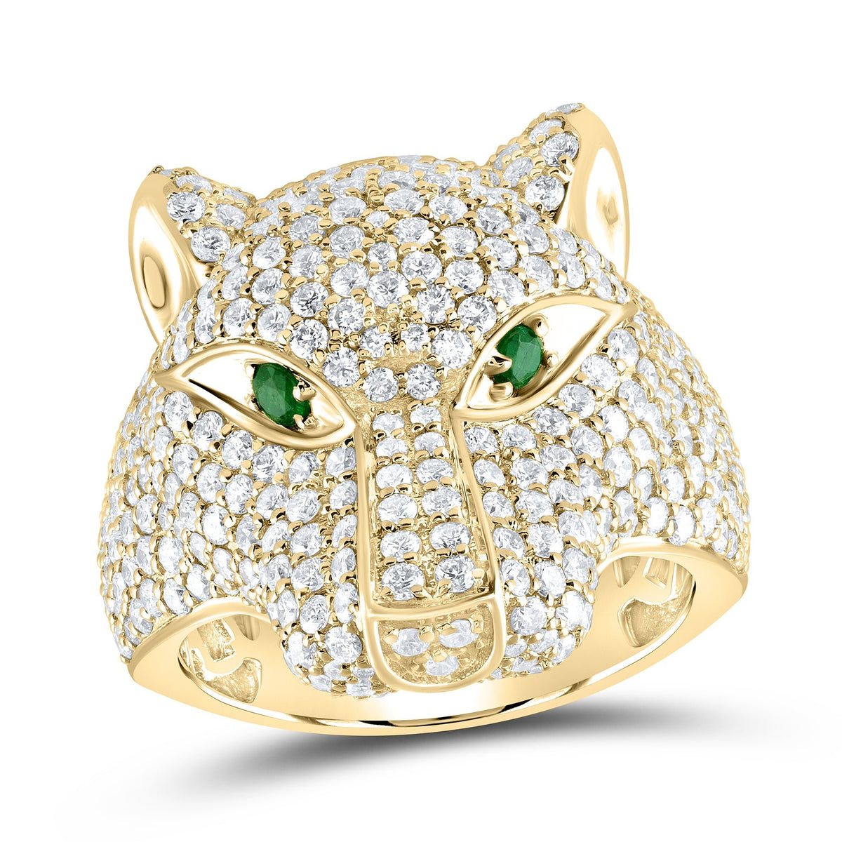 14K Yellow Gold Diamond Women's Leopard Ring 3 Cttw - Splendid Jewellery