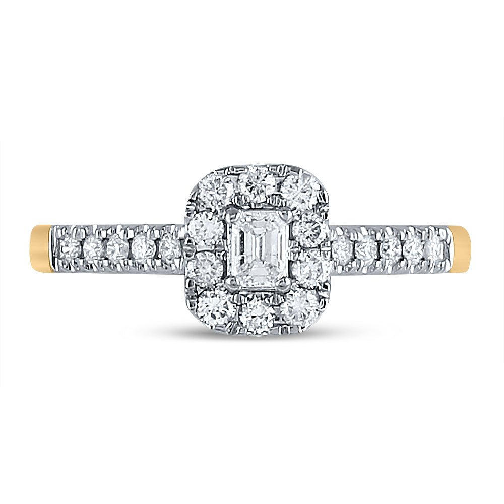 14K Yellow Gold Emerald Diamond Cemrl Ring 1/2 Cttw - Splendid Jewellery