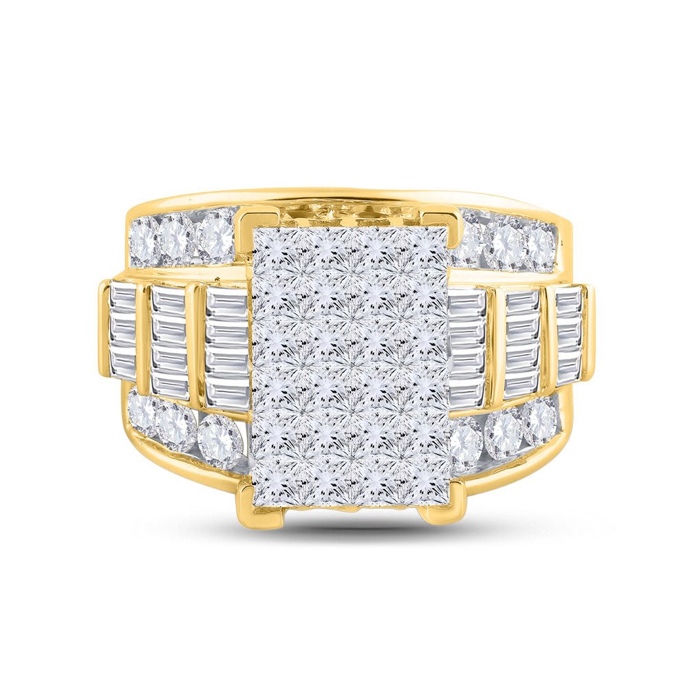 14K Yellow Gold Princess Diamond Cluster Bridal Wedding Engagement Ring 4 Cttw - Splendid Jewellery