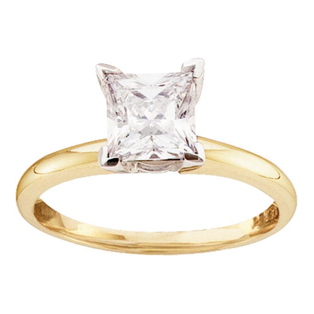 14K Yellow Gold Princess Diamond Solitaire Bridal Wedding Engagement Ring 1 Cttw - Splendid Jewellery