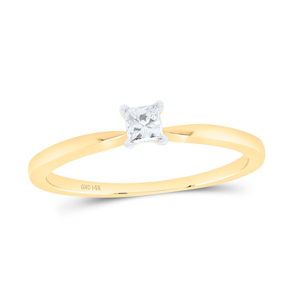 14K Yellow Gold Princess Diamond Solitaire Bridal Wedding Engagement Ring 1/6 Cttw - Splendid Jewellery
