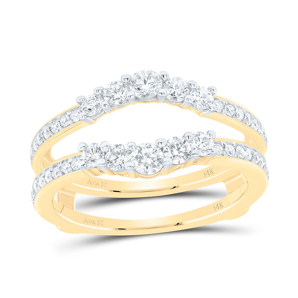 14K Yellow Gold Round Diamond 14K Two Tone Women's Wrap Ring Guard Enhancer 3/4 Cttw - Splendid Jewellery