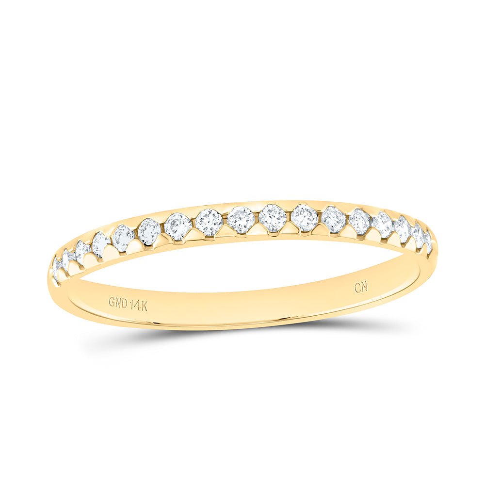 14K Yellow Gold Round Diamond Am Machine Set Band 1/6 Cttw - Splendid Jewellery