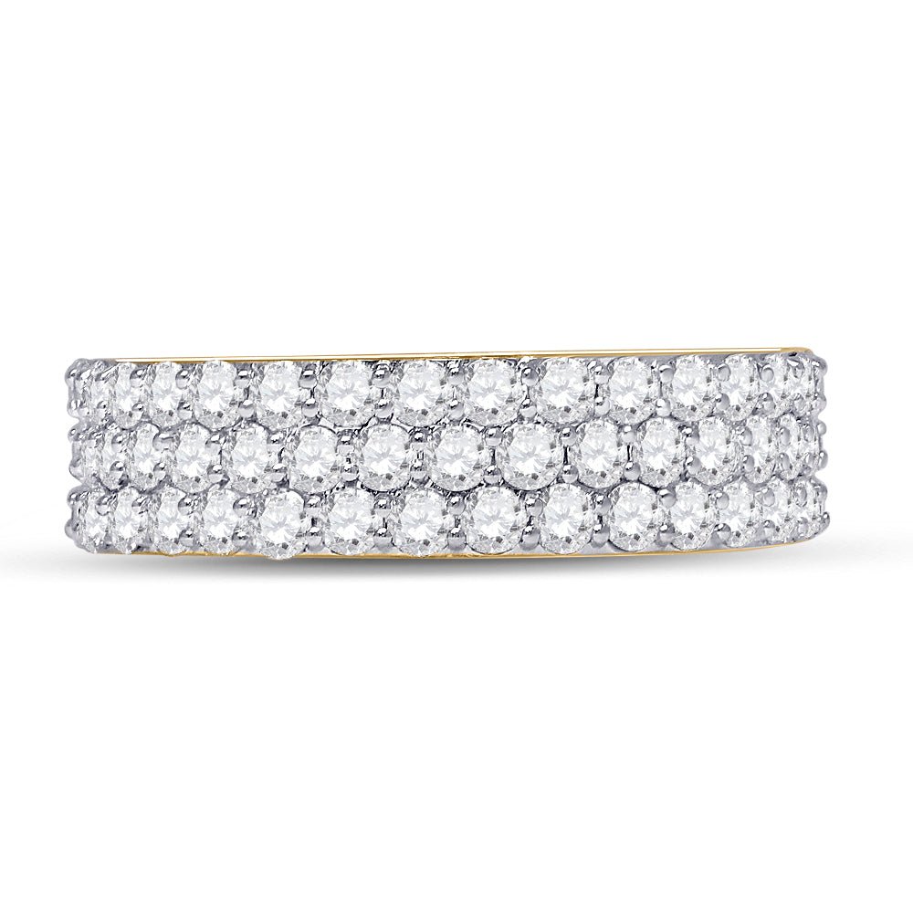 14K Yellow Gold Round Diamond Fashion Mens Band 2 7/8 Cttw - Splendid Jewellery