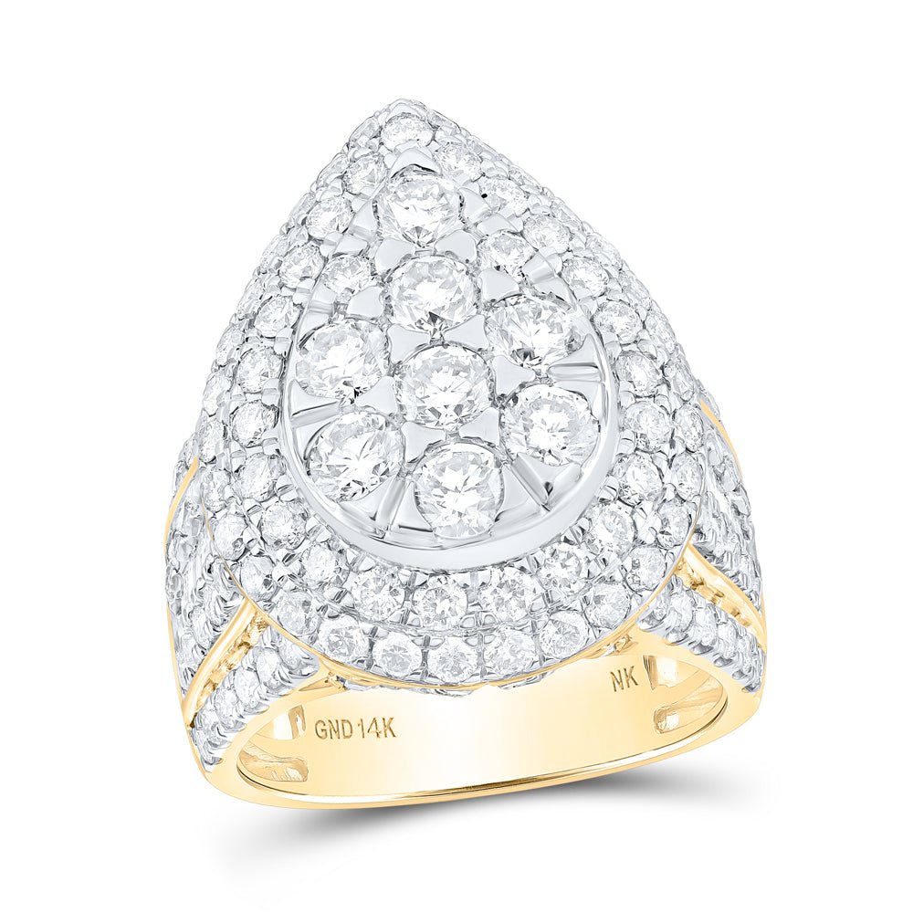 14K Yellow Gold Round Diamond Fashion Pear Ring 4 Cttw - Splendid Jewellery