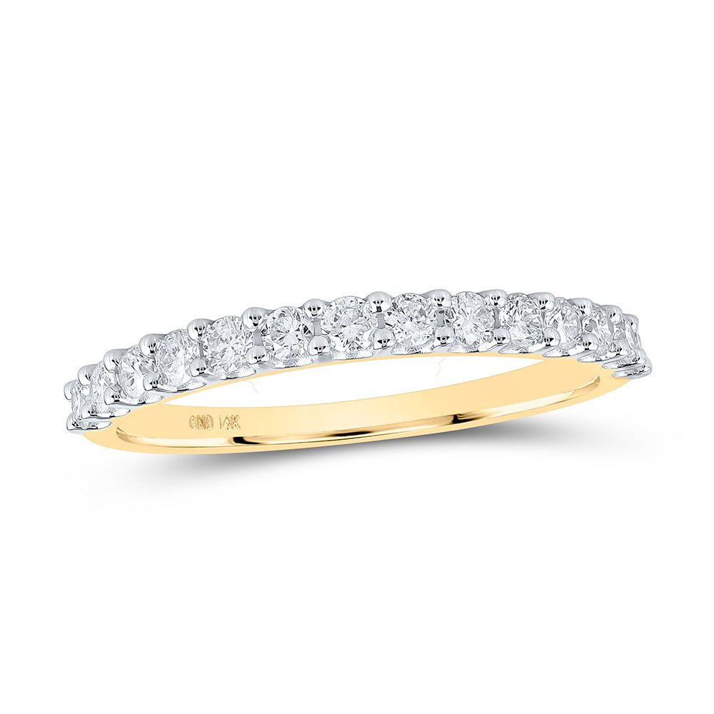14K Yellow Gold Round Diamond Fashion Women's Band 1/2 Cttw - Splendid Jewellery