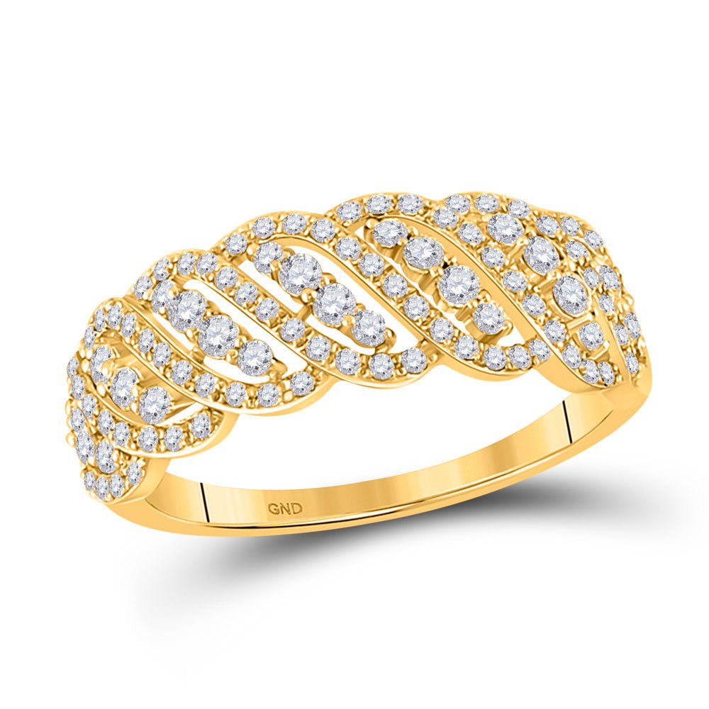 14K Yellow Gold Round Diamond Fashion Women's Band 5/8 Cttw - Splendid Jewellery