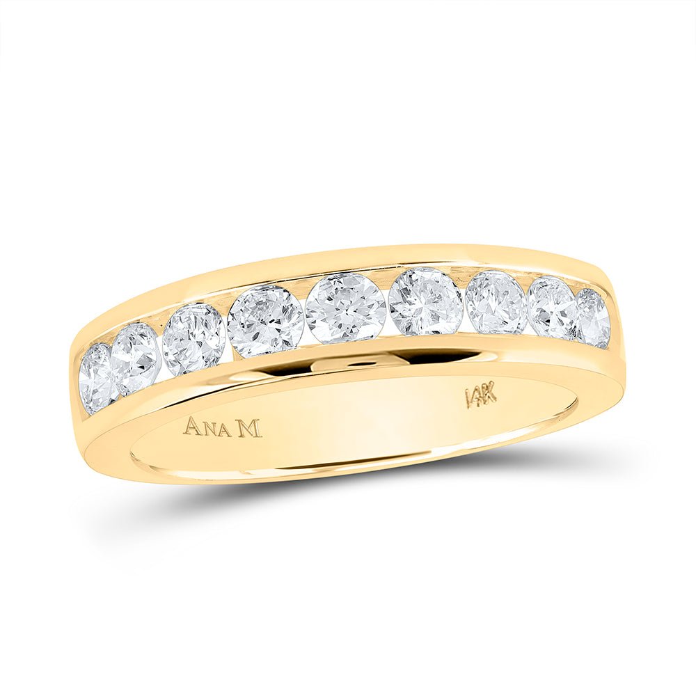14K Yellow Gold Round Diamond Fashion Women's Band 7/8 Cttw - Splendid Jewellery