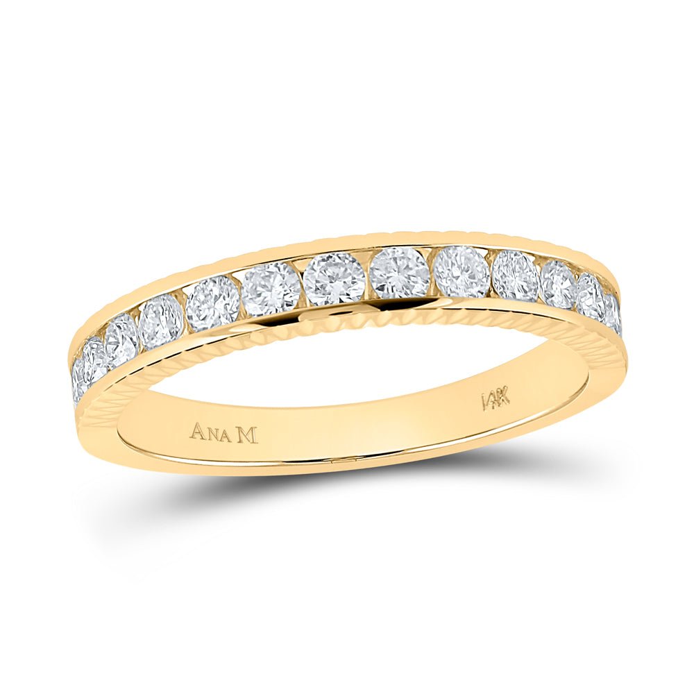 14K Yellow Gold Round Diamond Machine Set Band 1/2 Cttw - Splendid Jewellery