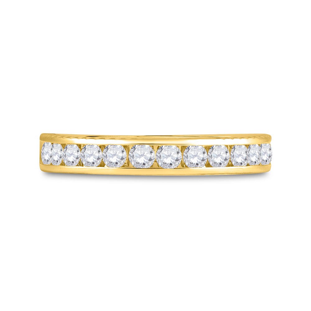 14K Yellow Gold Round Diamond Machine Set Band 1/2 Cttw - Splendid Jewellery