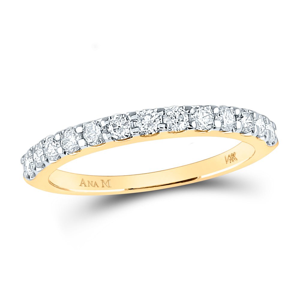 14K Yellow Gold Round Diamond Machine Set Band 1/2 Cttw - Splendid Jewellery