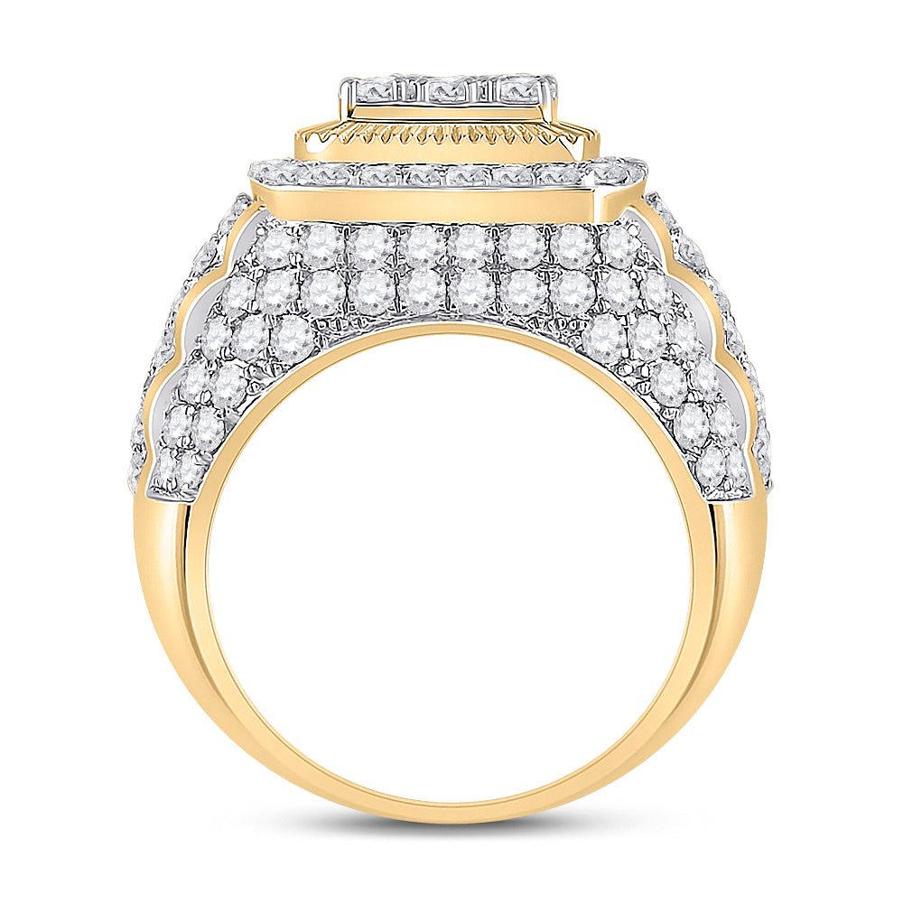 14K Yellow Gold Round Diamond Mens Ring 5 Cttw - Splendid Jewellery