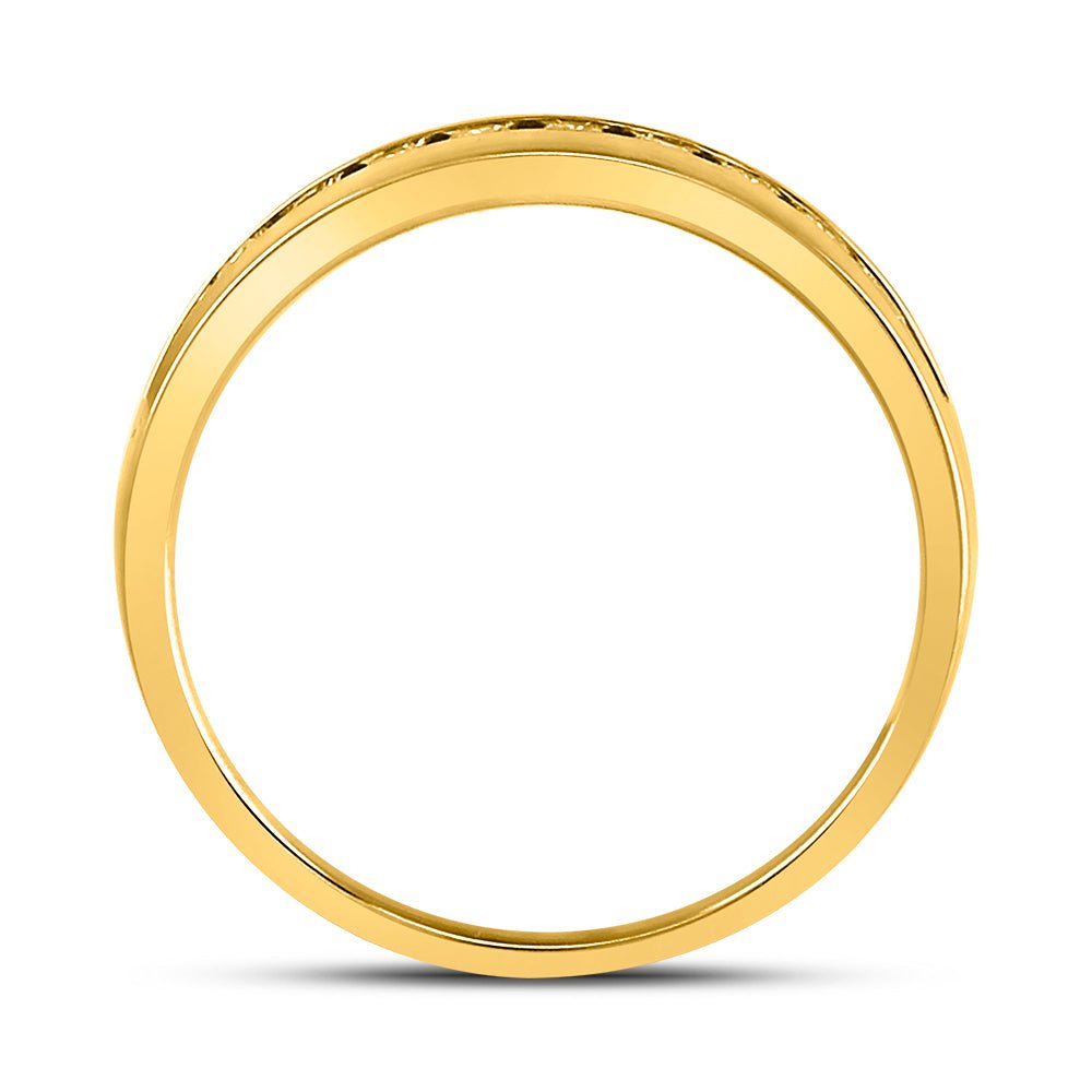 14K Yellow Gold Round Diamond Men's Wedding Machine Set Band Ring 1/2 Cttw - Splendid Jewellery