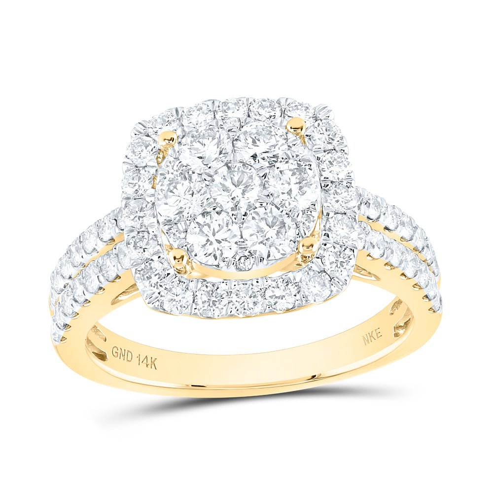 14K Yellow Gold Round Diamond Nke Ring 1 1/2 Cttw - Splendid Jewellery