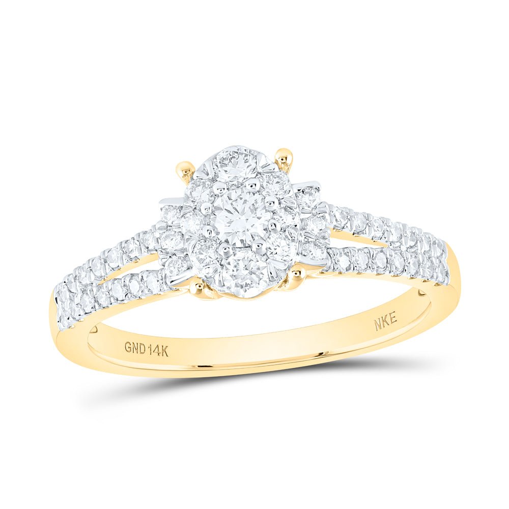 14K Yellow Gold Round Diamond Nke Ring 1/2 Cttw - Splendid Jewellery