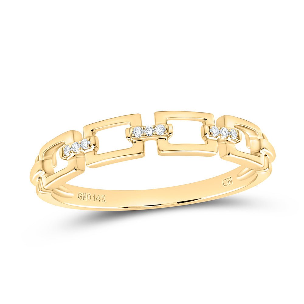 14K Yellow Gold Round Diamond Women's Chain Link Stackable Band Ring . 0.03 Cttw - Splendid Jewellery