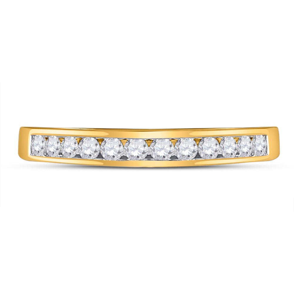 14K Yellow Gold Round Diamond Women's Channel Set Single Row Wedding Band 1/4 Cttw - Splendid Jewellery