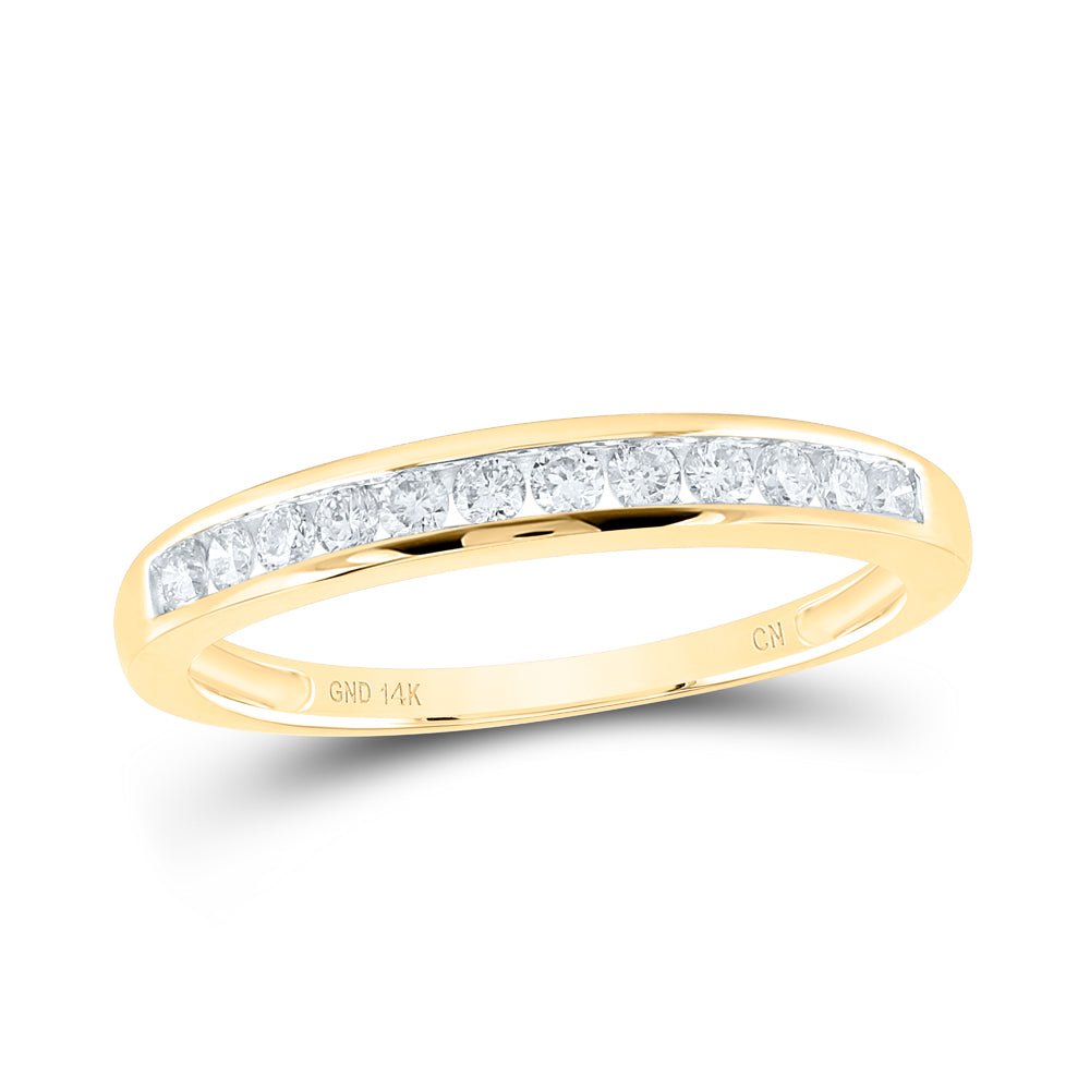 14K Yellow Gold Round Diamond Women's Channel Set Single Row Wedding Band 1/4 Cttw - Splendid Jewellery