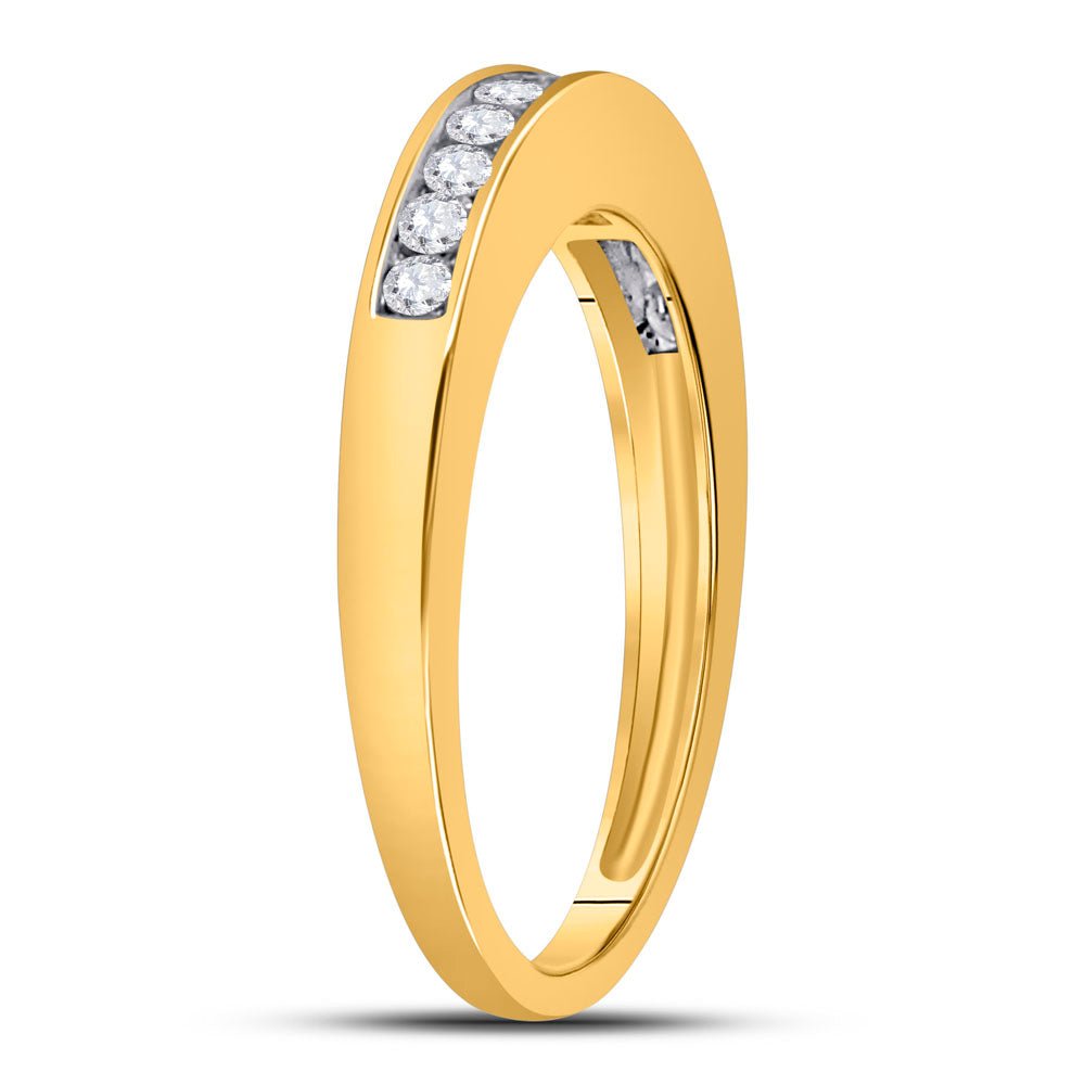 14K Yellow Gold Round Diamond Women's Channel Set Single Row Wedding Band 1/4 Cttw - Splendid Jewellery