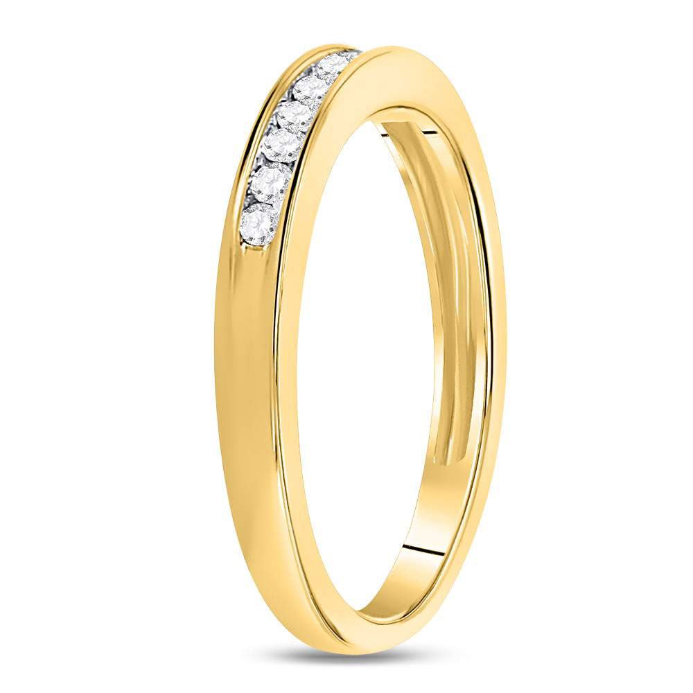14K Yellow Gold Round Diamond Women's Channel Set Wedding Band 1/6 Cttw - Splendid Jewellery