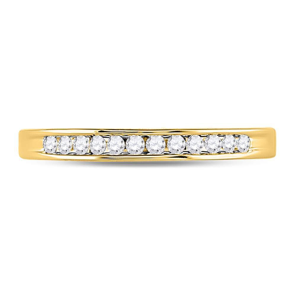 14K Yellow Gold Round Diamond Women's Channel Set Wedding Band 1/6 Cttw - Splendid Jewellery